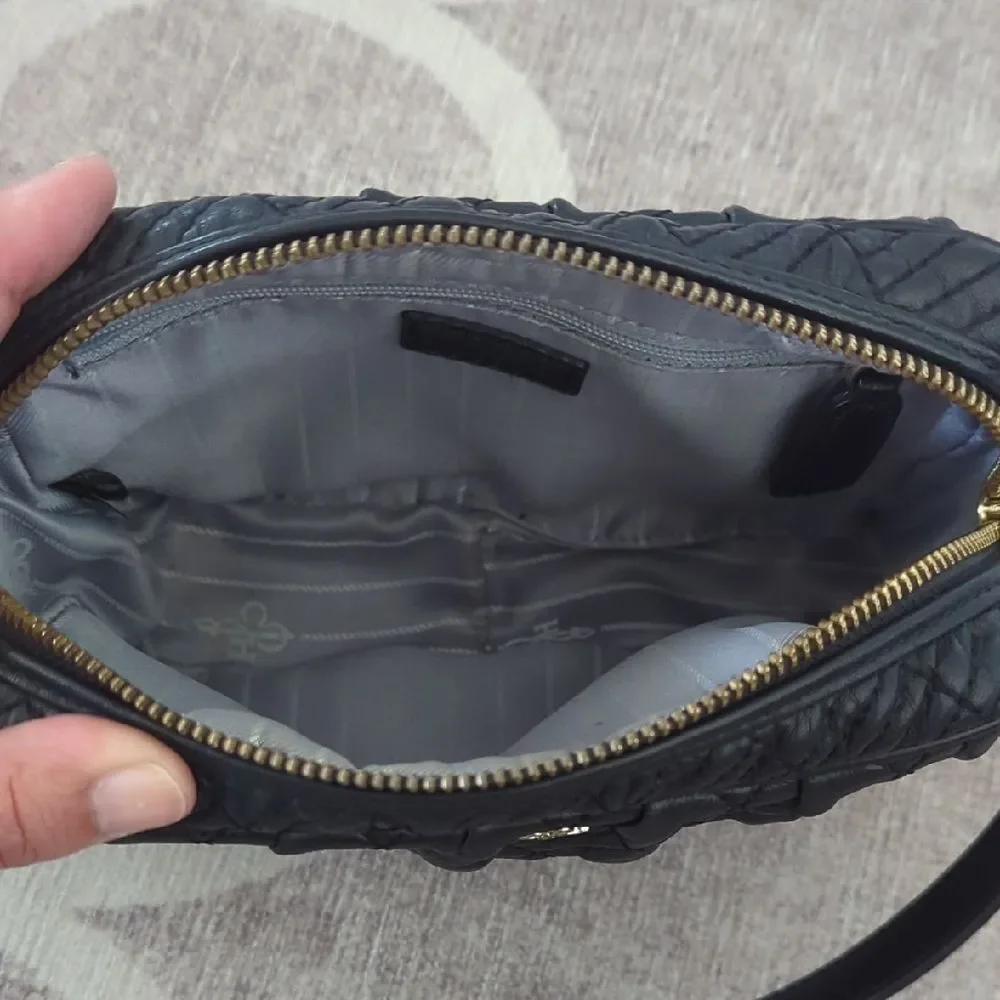 Quilted Black and Gold Crossbody Bag